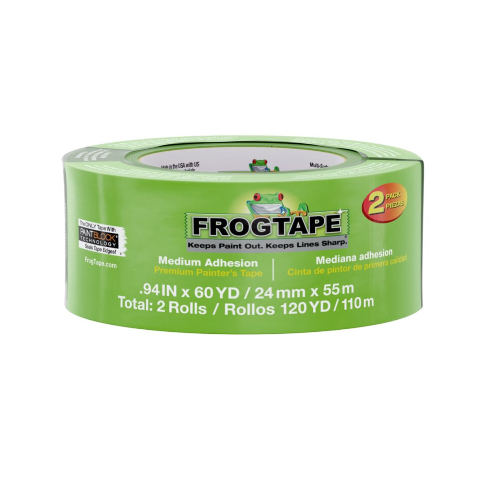 Multi-Surface Masking Tape For Painting 24Mm X 55M, Decorators Tape, Painters Masking Tape For Indoor Painting & Decorating - Pack Of 2 075353144480