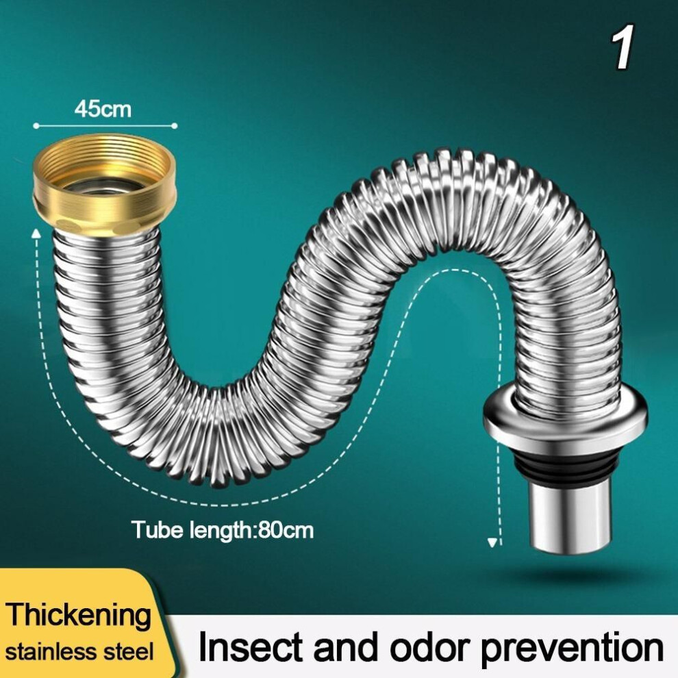 (1) Anti-odor Kitchen Sink Drain Pipe Stainless Steel Drain Tubing Pipe  Kitchen Accessories