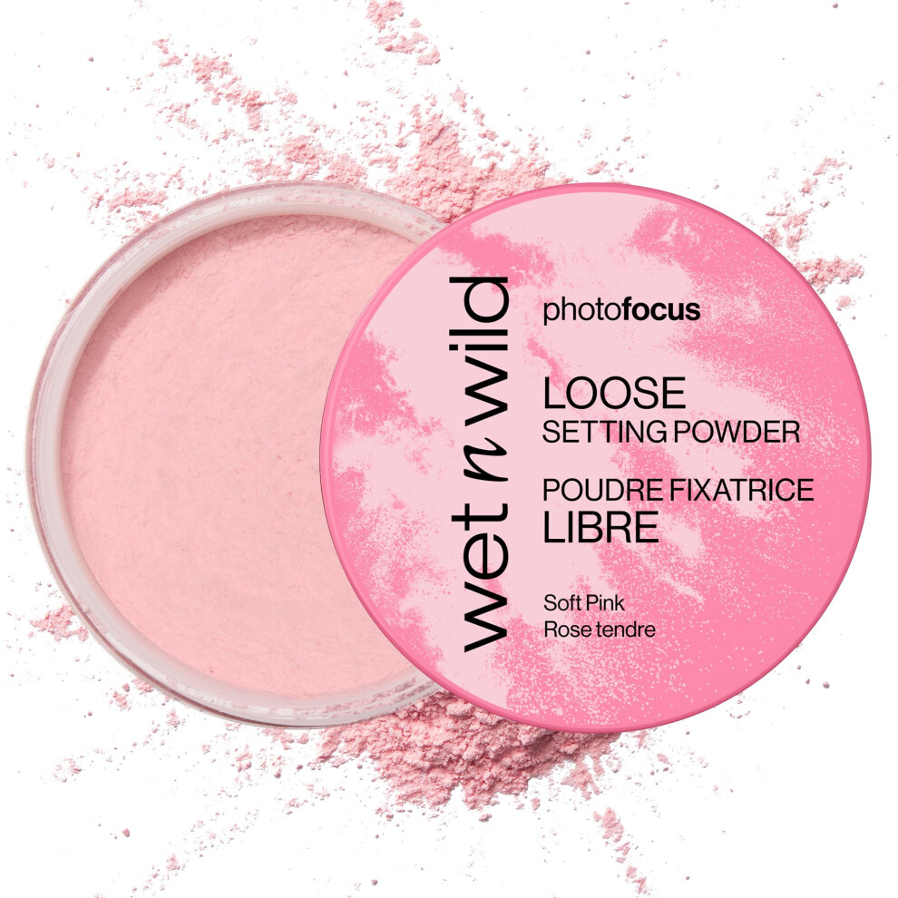 Wet N Wild Photo Focus Loose Setting Powder, Silky Weightless Setting Powder To Set, Mattify, Absorb Oil And Bake, Soft-Focus Effect, Soft Pink Shade, 20G