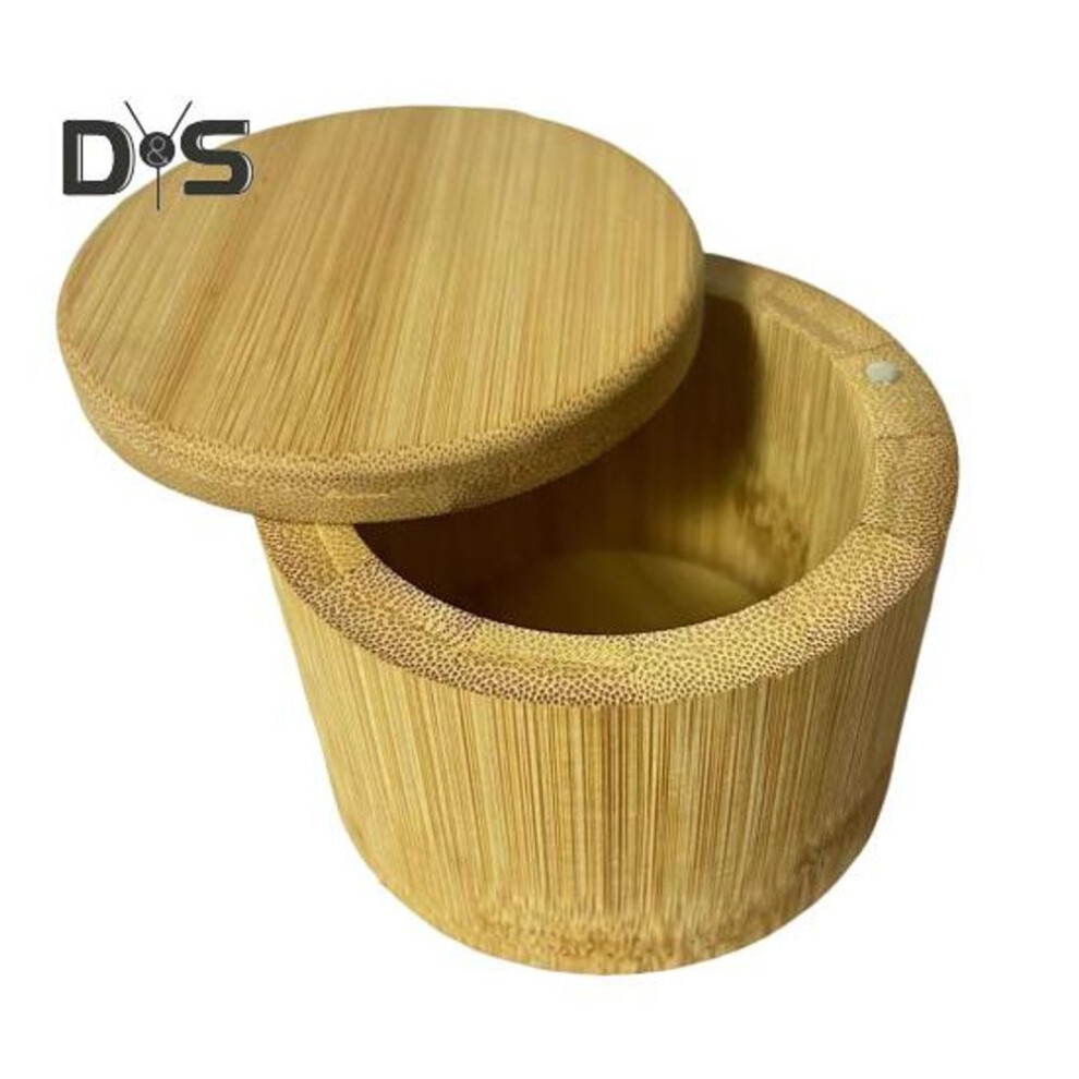 (as the picture, A) Bamboo Salt Shaker Seasoning Box with Magnetic Lock Twist Lid Built-in Salt Scoop for Sugar Pepper Spices Large Capacity Salt Container for Kitchen