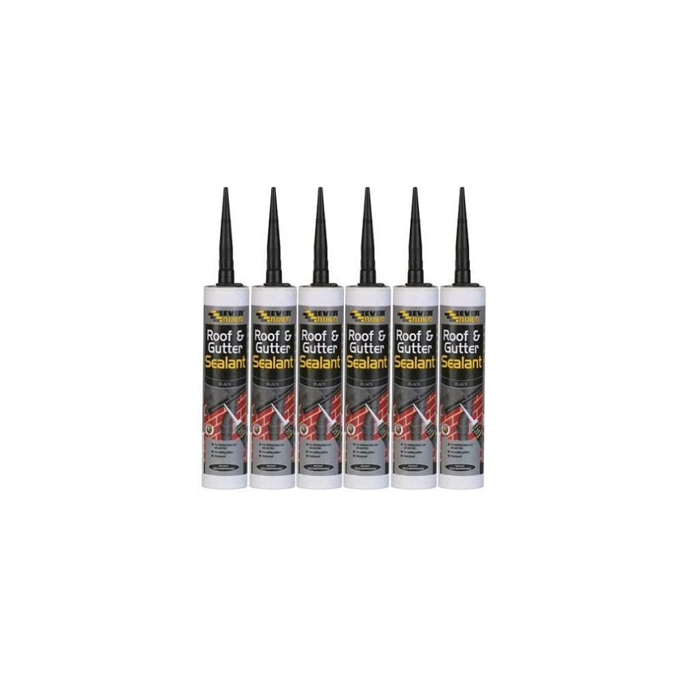 Everbuild 6 X Roof & Gutter Butyl Sealant Waterproof And Sealing Black