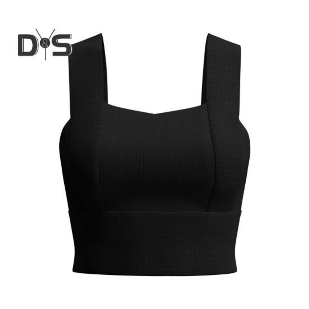 (black, 2XL) Women's Square Neck Sports Bra Padded Workout Crop Tank Top with Built-in Bra for Yoga Gym Fitness Running