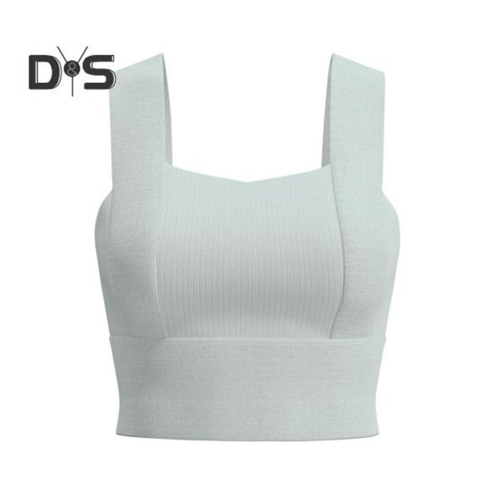 (cyan, XL) Women's Square Neck Sports Bra Padded Workout Crop Tank Top With Built-in Bra For Yoga Gym Fitness Running