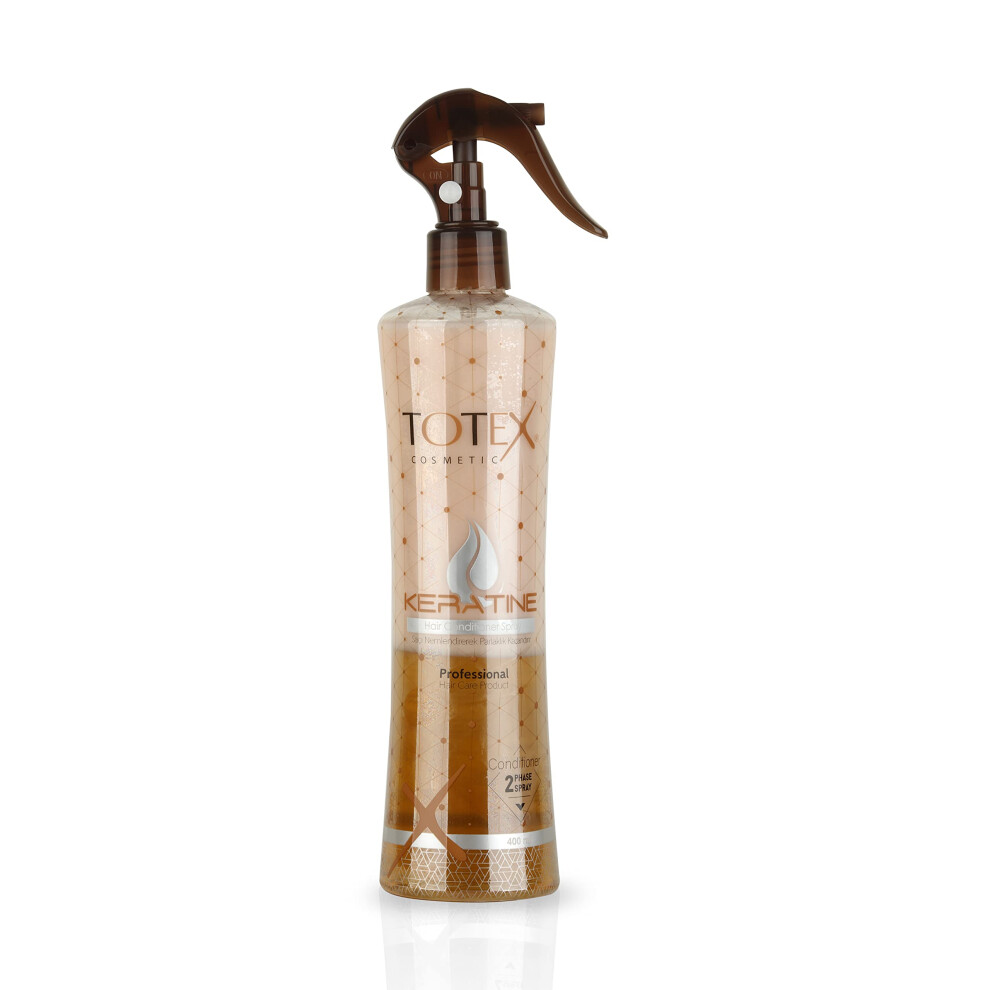 Totex 2 Phase Hair Conditioner Keratin Spray 400 Ml I Keratin Spray Conditioning Leave-In Conditioner Spray I Perfect Conditioning Care Detangling Smooth