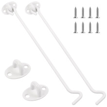 Cabin Hook 12 Inch 2 Pack, Stainless Steel Gate Hook and Eye Latch Barn Door Lock Gate Door Swivel Window Door Hook Outside with Mounting Screws for