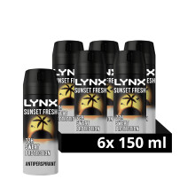 Sunset Fresh Anti-Perspirant Aerosol Men's Deodorant Spray with a mango & mandarin scent for 72 hour invisible sweat protection 6x 150 ml