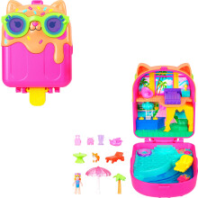 Kapesn panenky Polly a sada na hran Kitty Popsicle Resort Kompaktn cestovn hracka s 1 mikropanenkou, tentkem a tmatickm prsluenstvm
