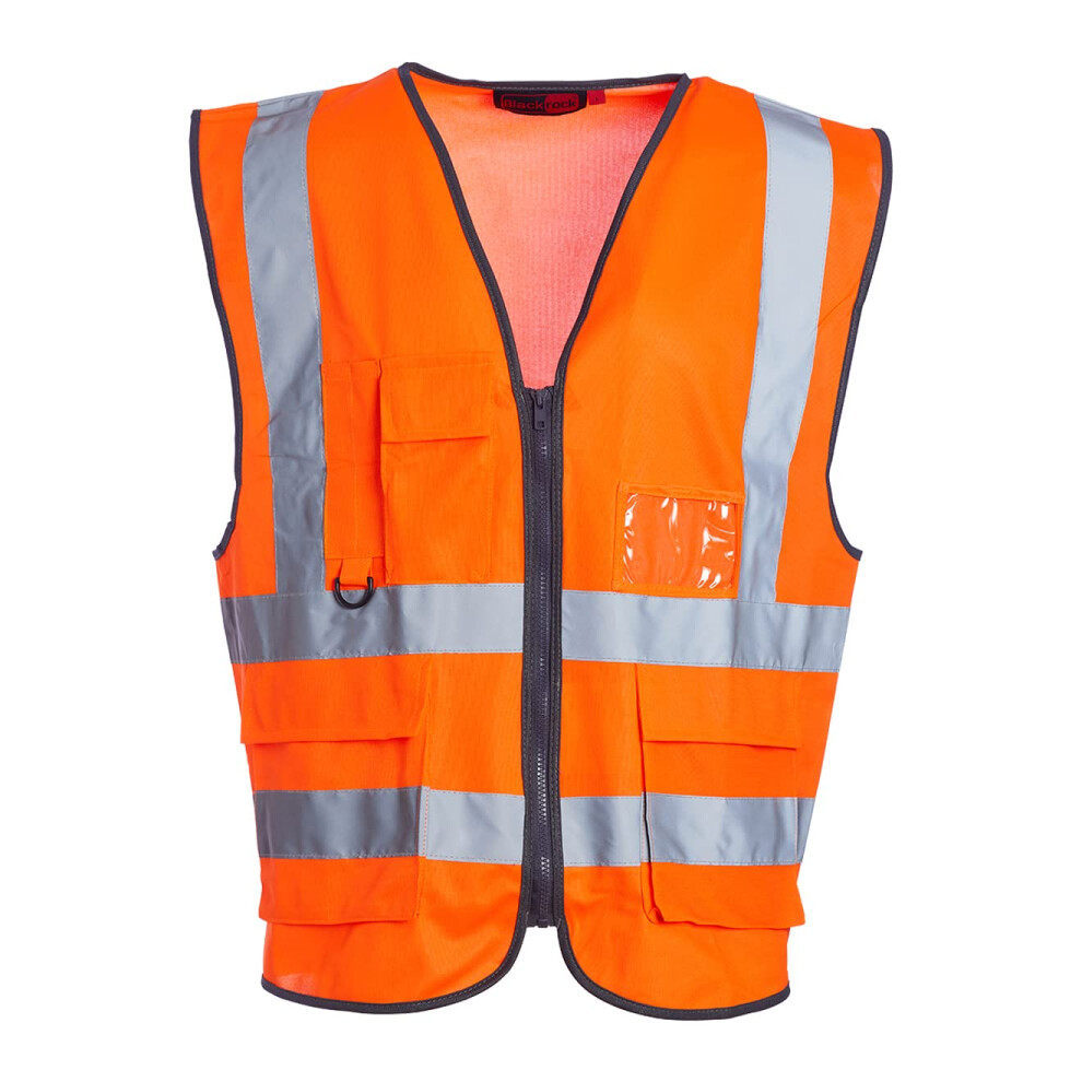 Orange Premium Hi Vis Vest With Pockets, Id Pouch & Key Loop, Mens Womens Reflective High Vis Vests With Pockets & Secure Zip, Safety Vest Security 5019200315239