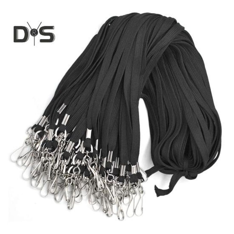 100Pcs Cotton Lanyards ID Name Badge Holder Comfortable Neck Straps with Clips Office School Rotary Hook
