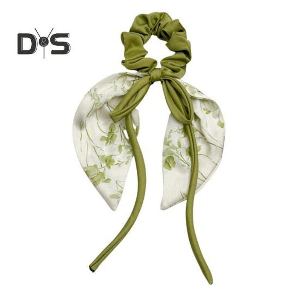 (green) Satin Hair Ties Women Girls Ponytail Holder Stretchy Long Ribbon Bowknot Decor Long Curly Fine Hair Band Hair Accessories