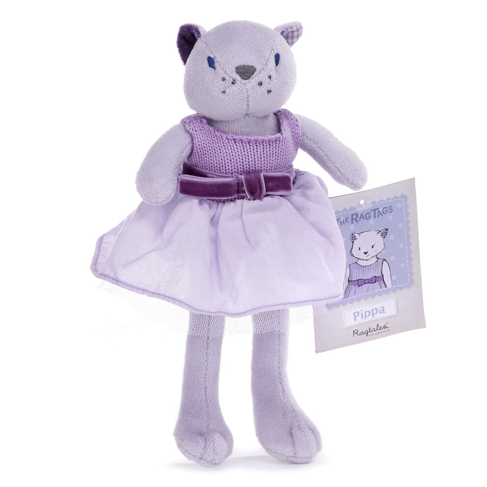 RT702 Pippa Cat Ragtags 8" Soft Toy (20cm), Purple-image-OPC-PH8JMBV-NEW