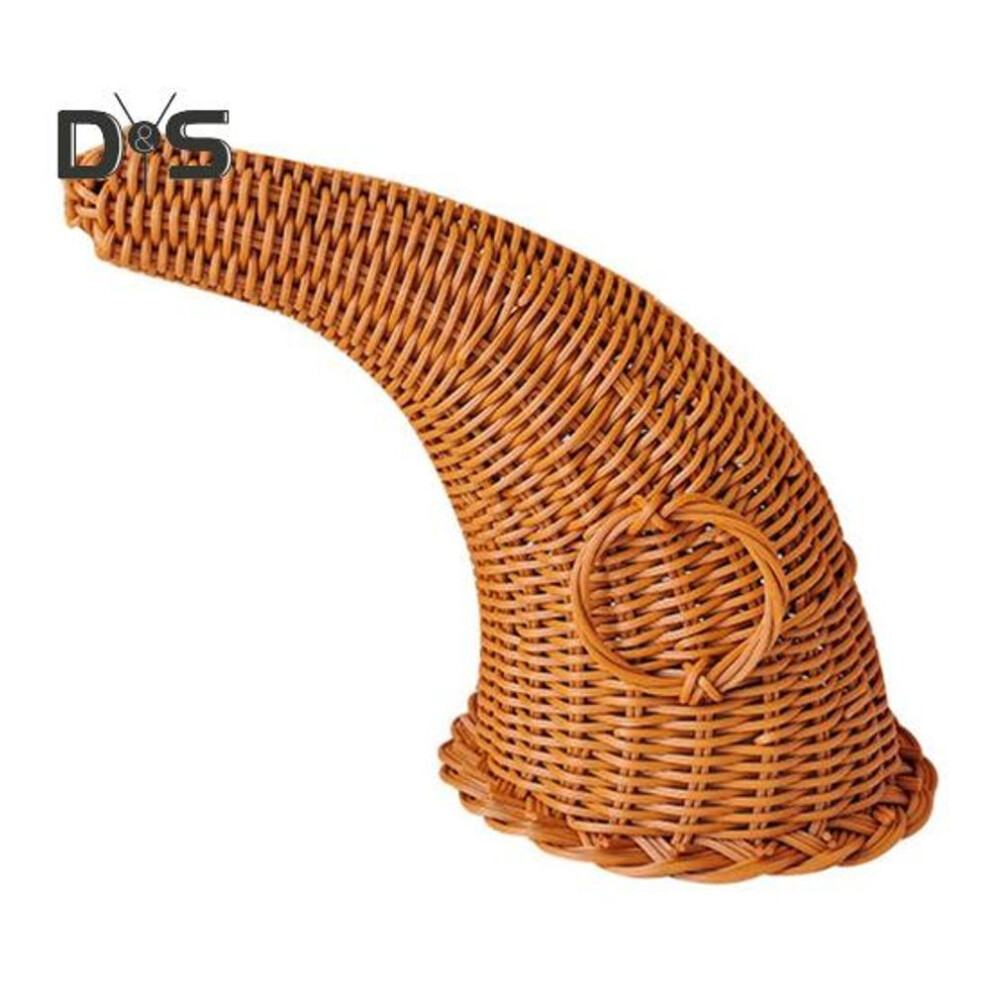 Christmas Cornucopia Basket Horn Shaped Rattan Basket Large Capacity Multipurpose Storage Basket Thanksgiving Home Decor