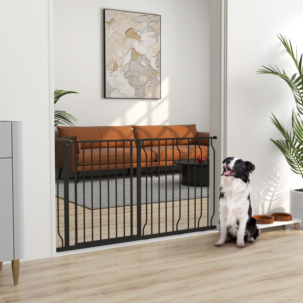 Pawhut Black 75-145Cm Dog Gate Extra Wide Stairway Gate For Pet,Pressure Fit Stair Gate For Doorways, Hallways, Staircases, | Aosom Uk - Image 4