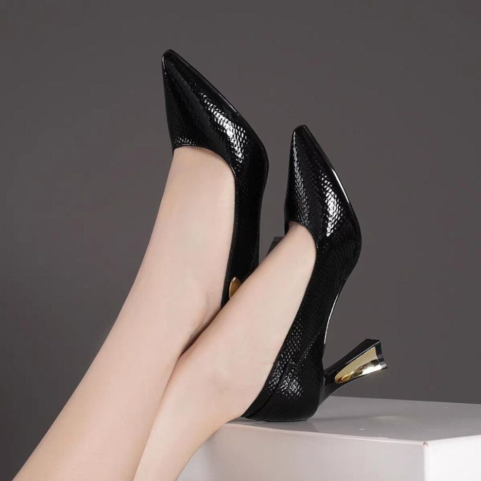 (black, 33) Women Snake skin Shoes Stiletto High Heels Pointy Toe Women Pumps Weddings Party Shoes Woman