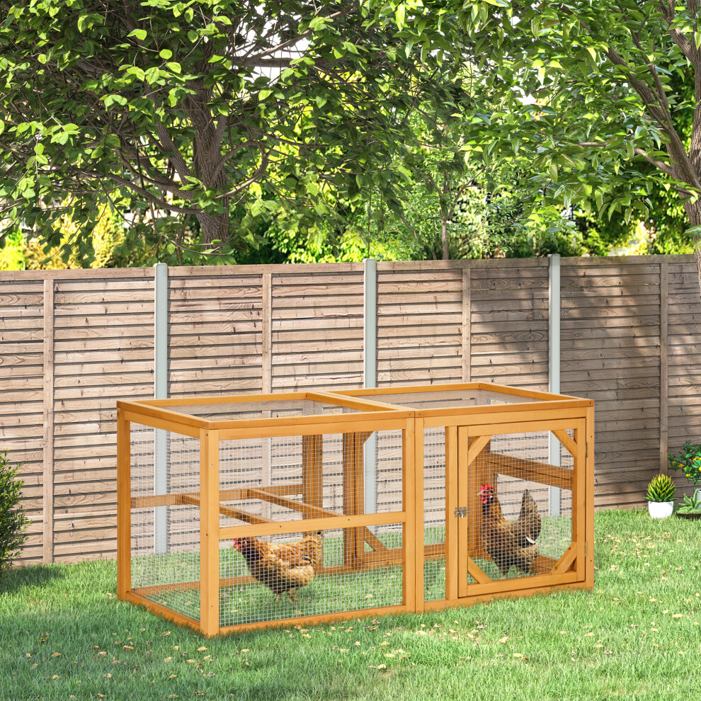 Pawhut Orange Wooden Chicken Coop W/ Perches, Doors, For 2-4 Chickens In - Image 2