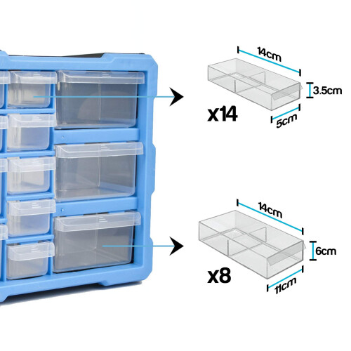 DIY Tool Bits Storage Organiser Unit - Workshop Parts Craft Box Cabinet (22 Drawer) 2