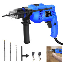 Power 230V 850W Rotary Hammer Drill Set, Wood Concrete Steel Stone Electric Breaker with 360 Rotatable Side Handle 3000rpm Variable Speed Depth
