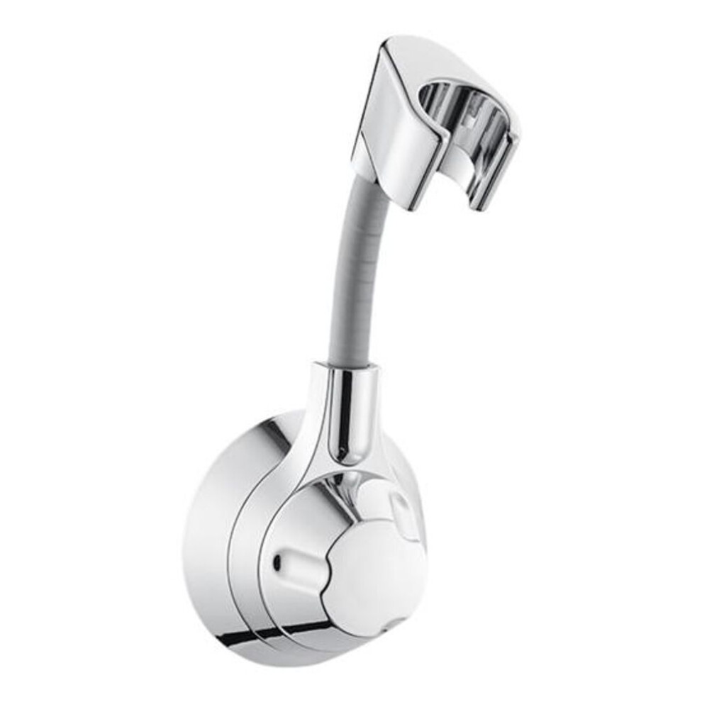 (silver) Adjustable Shower Head Holder Suction Cup Bracket No Drill Universal Angle Adjustment 360 Degree Rotation Shower Head Mount