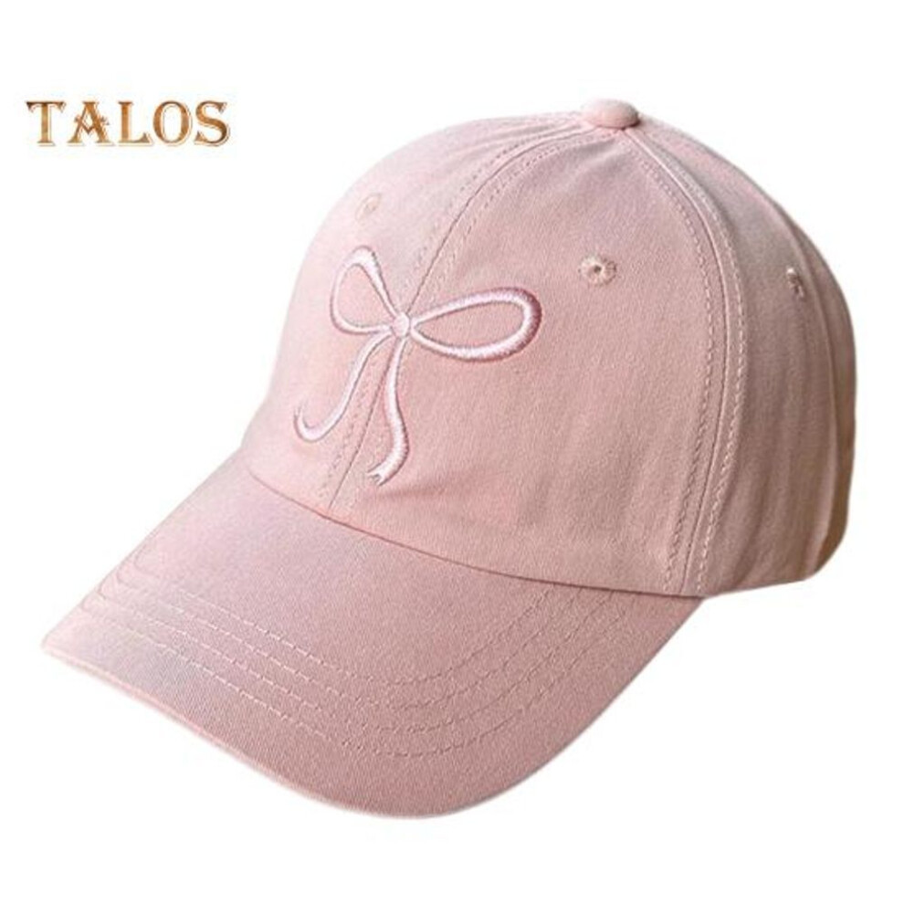 (pink) Baseball Hat Bow Embroidery Long Brim Adjustable Head Circumference Sunscreen Anti-uv Outdoor Sport Cap Summer Headwear For Hiking Traveling Shopping