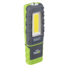 LED Twist Rechargeable Inspection Light, 5W COB & 1W SMD, 600lm, with 180 Magnetic Stand - LED601G, Grey/Green