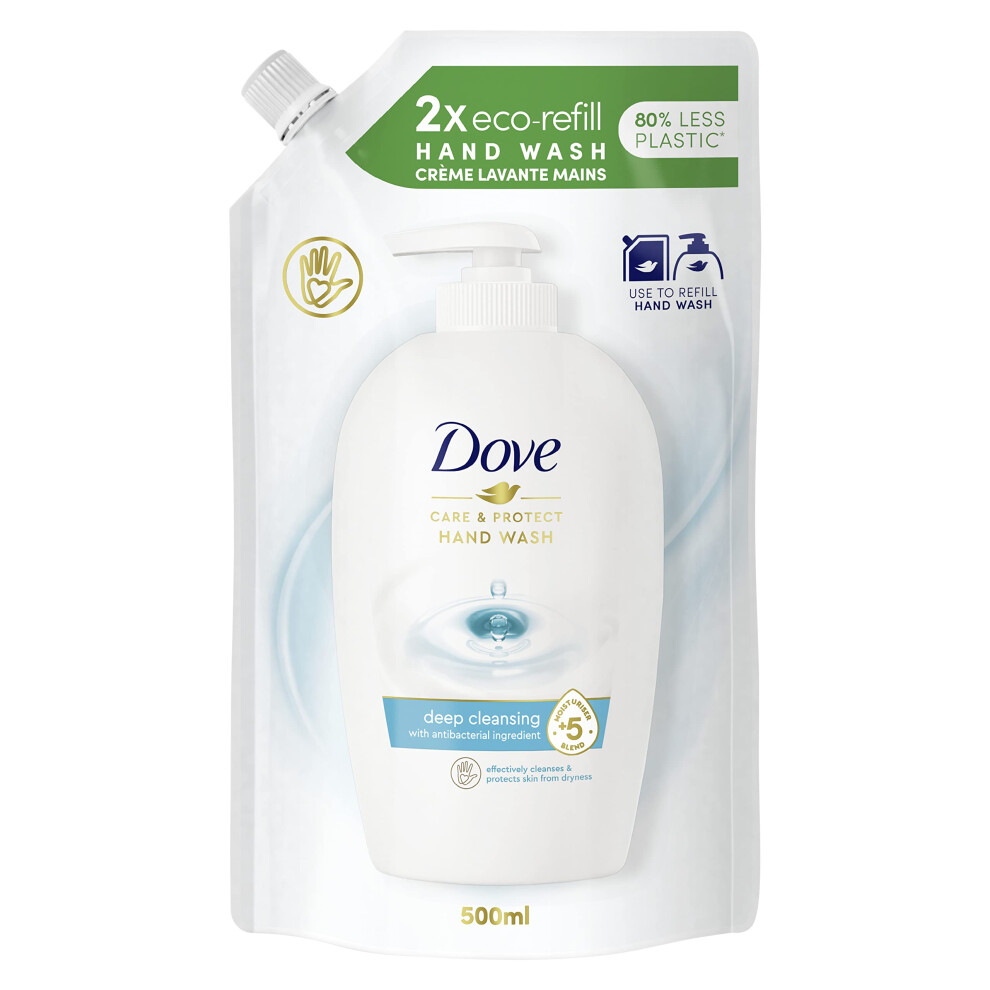 Dove Liquid Hand Soap For Hydrated And Instantly Soft Skin Care & Protect Refill Deep Cleansing With Antibacterial Ingredient 500Ml