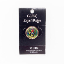 (Muir) Scottish Clan Crest Enamel Chrome Circular Lapel Pin Badge - I -M Tartans