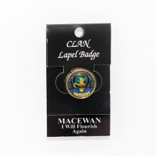 (MacEwan) Scottish Clan Crest Enamel Chrome Circular Lapel Pin Badge - Mac Tartans