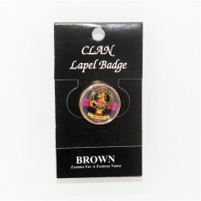 (Brown) Scottish Clan Crest Enamel Chrome Circular Lapel Pin Badge - A-C Tartans