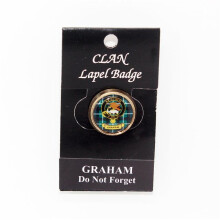 (Graham) Scottish Clan Crest Enamel Chrome Circular Lapel Pin Badge - D-H Tartans
