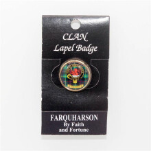 (Farquharson) Scottish Clan Crest Enamel Chrome Circular Lapel Pin Badge - D-H Tartans