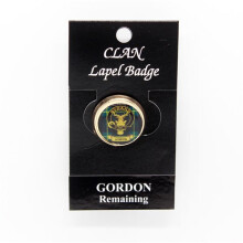 (Gordon) Scottish Clan Crest Enamel Chrome Circular Lapel Pin Badge - D-H Tartans