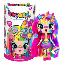 Decora Girlz | 5" DECORA Sticker 'n' Style Fashion Doll | Decora features 44 colourful accessories including dress, shoes, bag, comb, sticker sheets |