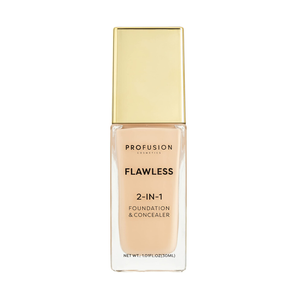 Profusion Cosmetics Light 2-In-1 Foundation And Concealer For Skin Tone, Flawless Full Coverage And Matte Finish With Convenient Solution For Achieving Polished Look