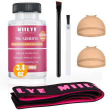 MIILYE klar paryklimpakke 3,4 OZ/100 ml vandtt blondelim til toup-hrerstatning Akrylklbemiddel med strkt hold til frontblonde paryk Pakke me