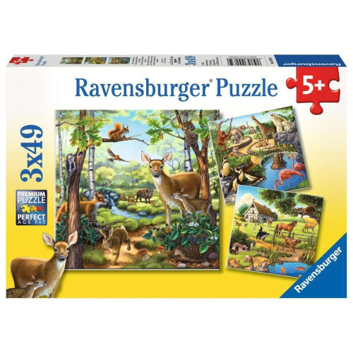 Ravensburger 09265 Puzzle - 3 x 49 Pieces - Animals