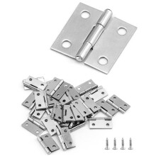 QWORK 40 Pieces Mini Hinge 25mm, Folding Door Hinges, Butt Hinges, Stainless Steel, with 160 Screws for Home Door, Window, Storage Box Repair