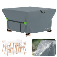Garden Furniture Covers 125x125x74cm - Waterproof Outdoor Patio Table Cover with Air Vent and Windproof Straps - Anti-UV Dustproof for Rattan