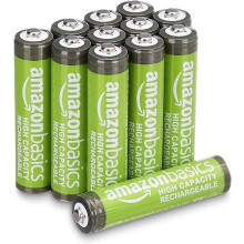 12-Pack Rechargeable AAA NiMH High-Capacity Batteries, 850 mAh, Recharge up to 500x Times, Pre-Charged