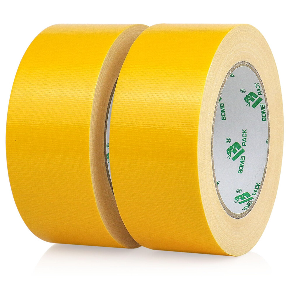 2 Packs Yellow Duct Tape 230Mic Thick Reinforced Cloth Gaffer Tape 48Mm X 30Y Waterproofs For Pipeline Duct Repairing Heavy Duty Moving Boxes Sealing 6974241643552