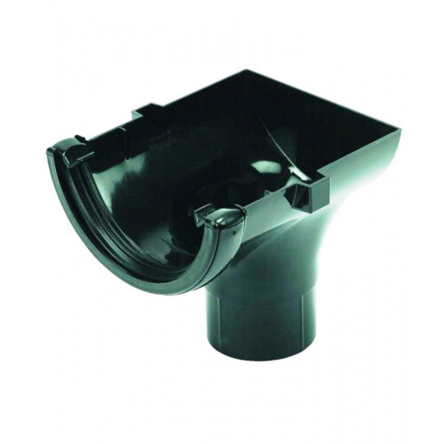 112mm Half Round Gutter Stop End Outlet - Black
