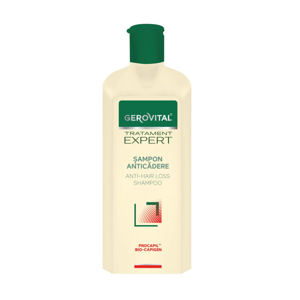 Gerovital Anti-Hair Loss Shampoo, Significantly Reduces Hair Loss And Stimulates Its Growth, For A Stronger And Thicker Hair, 400 Ml, Tratament Expert