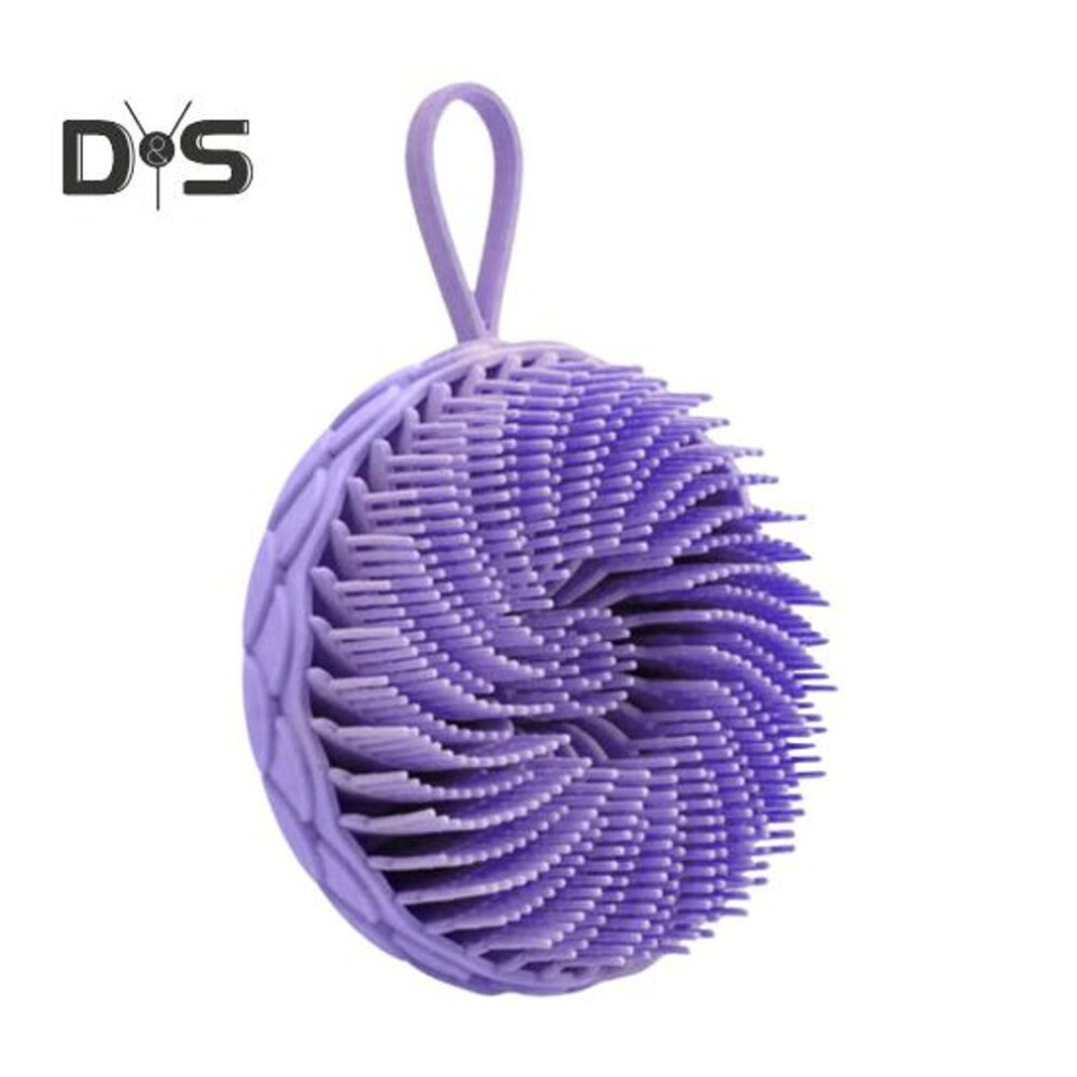 (purple) Silicone Bath Brush Double-sided Soft Bristles Deep Cleansing Shower Brush Multi-function Shower Tool