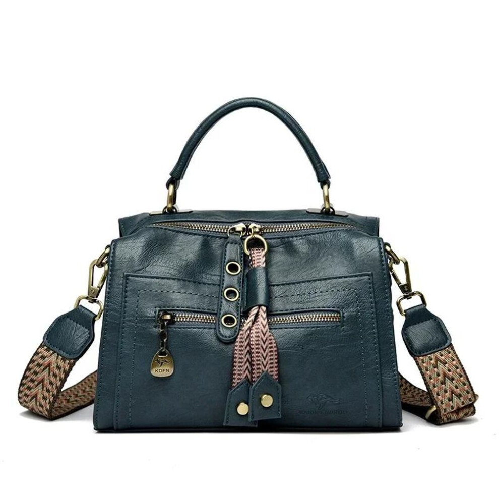 (blue) Women Soft Leather Top-Handle Bags Luxury Designer Handbags Ladies Large Shoulder Crossbody Bag Casual Tote Commuting