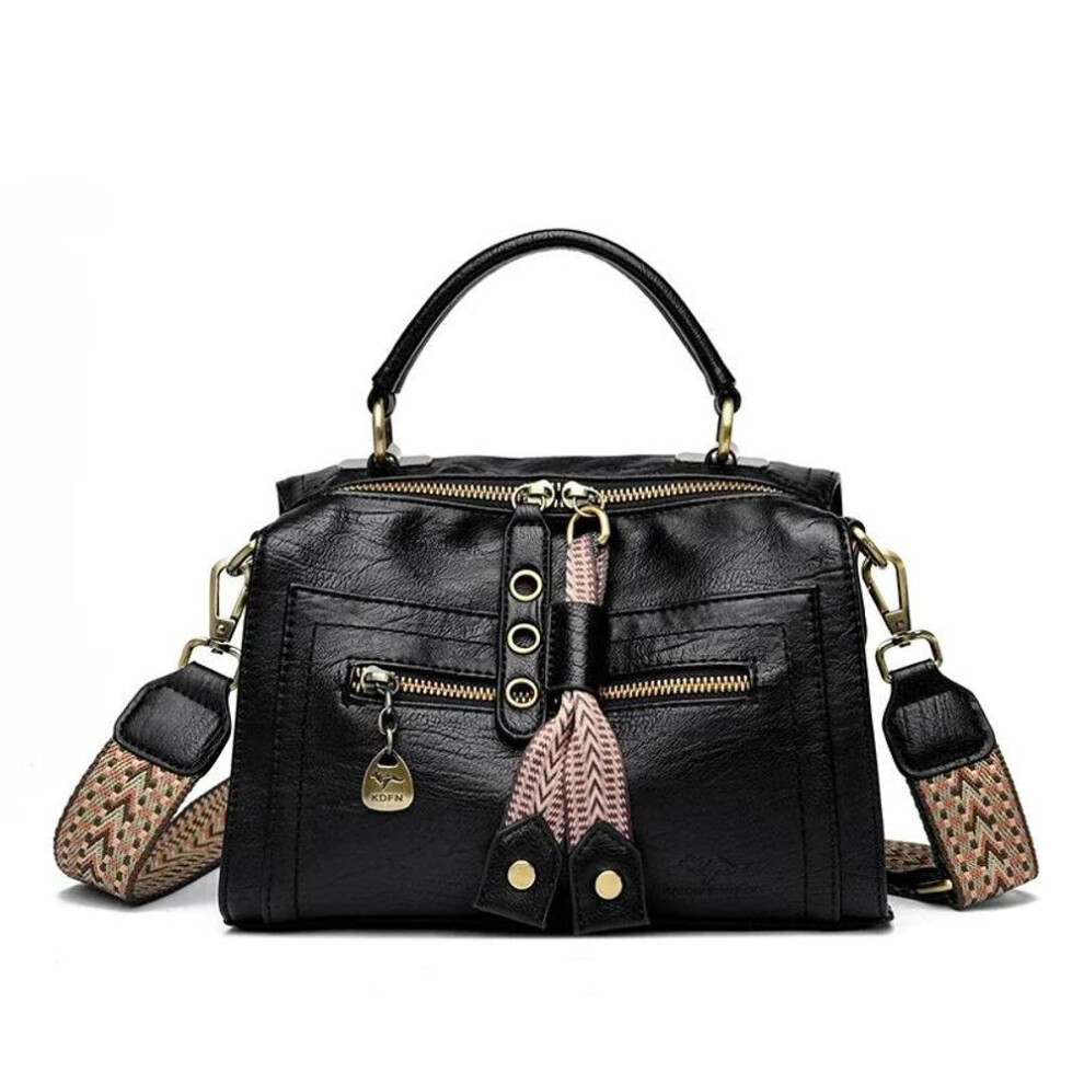 (black) Women Soft Leather Top-handle Bags Luxury Designer Handbags Ladies Large Shoulder Crossbody Bag Casual Tote Commuting
