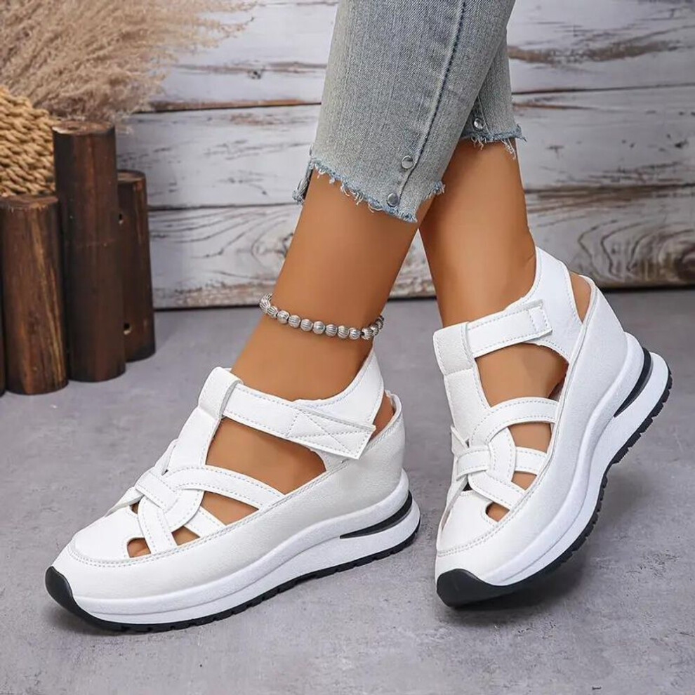 (white, 42) Sandals for Women In Spring 2025,New Wedge Heel Roman Women's Shoes,Thick Platform Heel Sandals Slippers