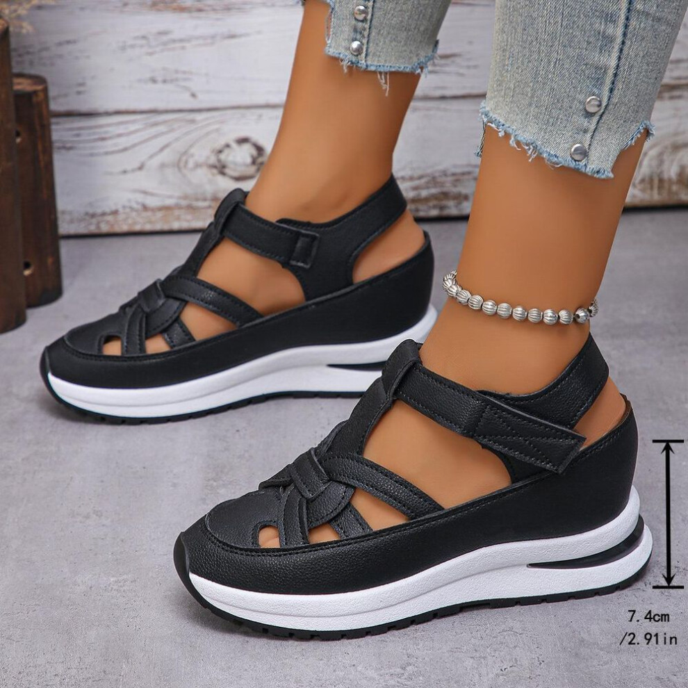 (black, 38) Sandals for Women In Spring 2025,New Wedge Heel Roman Women's Shoes,Thick Platform Heel Sandals Slippers