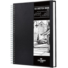 A3 Sketch Pad, Hardcover Sketch Book with 200GSM Thick Paper, Spiral Bound Drawing Pad A3, Sketchbook for Sketching, Portrait, 50 Sheets / 100 Pages