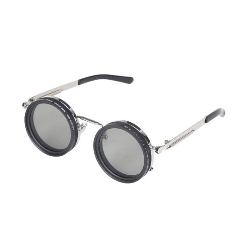 (silver) Rounded Polarized Glasses 1-12 Gears Adjustable Sunglasses with ND Filter for Sun Blue Light Protection Handcrafted Retro Glasses for Men Women