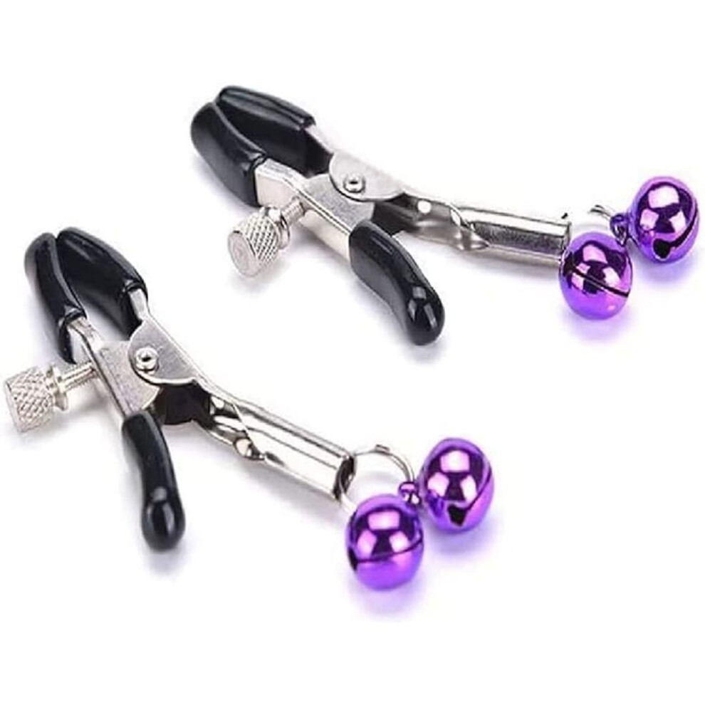 Nipple Clamps Breast Clips Metal Stimulator Purple Bells Rubber Couples Adult Sex Toys