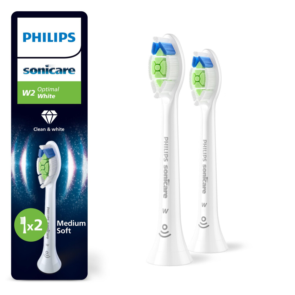 Sonicare W2 Optimal White, Genuine Replacement Toothbrush Heads, White, 2 Pack, HX6062/87